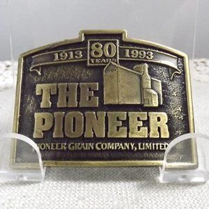 Vintage Pioneer Grain Company 80th Anniversary Belt Buckle